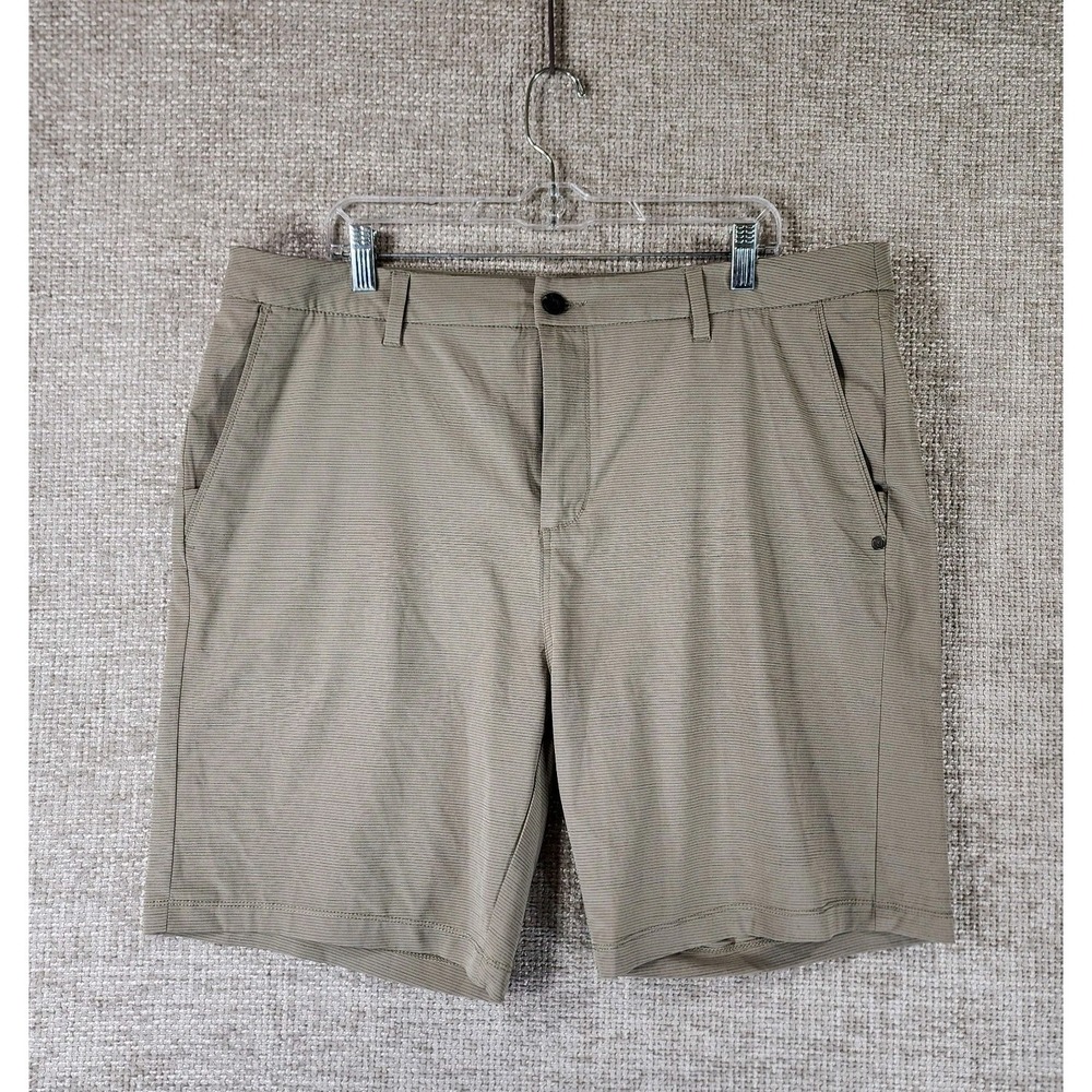 Vuori Pebble Golf‎ Performance Shorts Stretch Chinos Mens 38* Beige Stripe V399